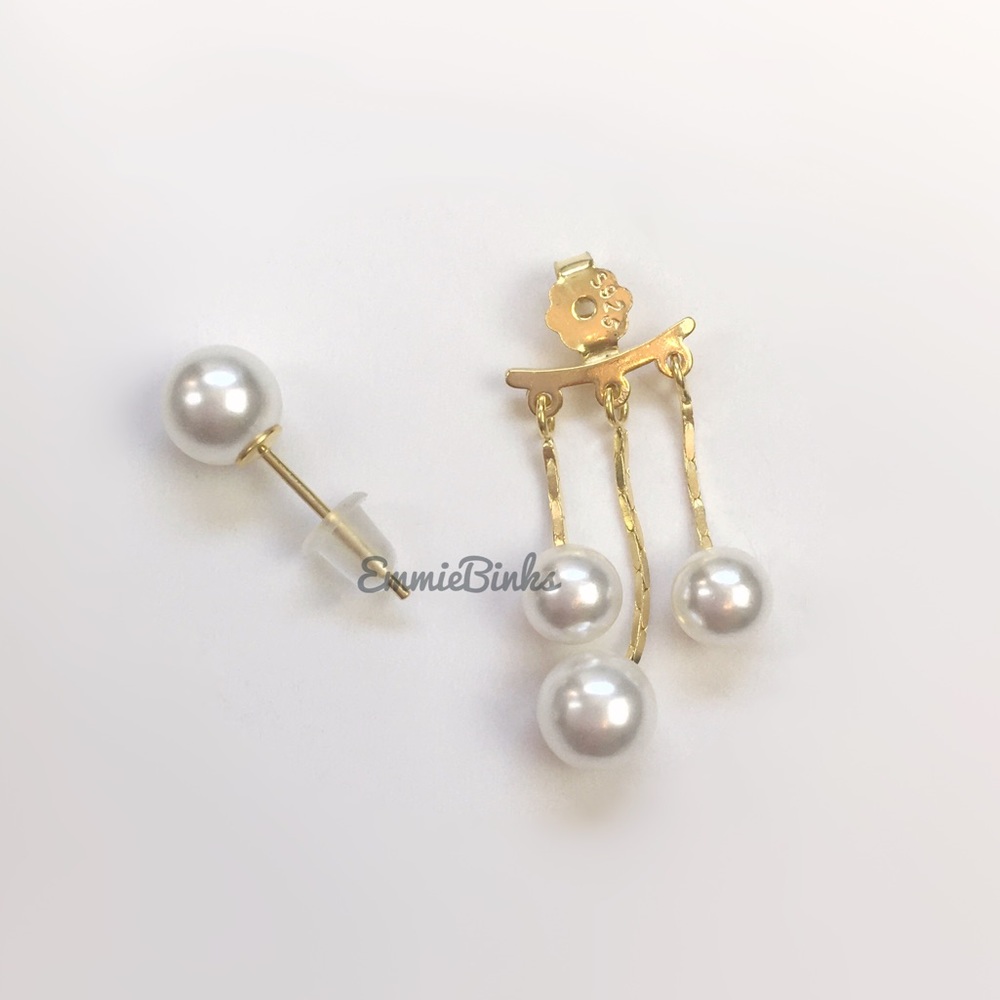 New Madewell 925 Sterling Silver Cultured Pearl Earring Jackets - Picture 5 of 16